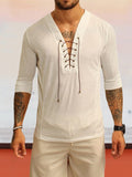 Leinen Stil T-Hemd with straps