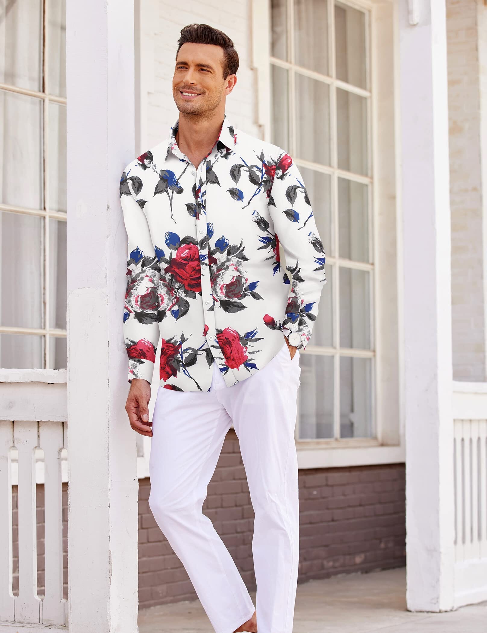Blumen Hawaii Tropical Knopf Down Strand Hemd