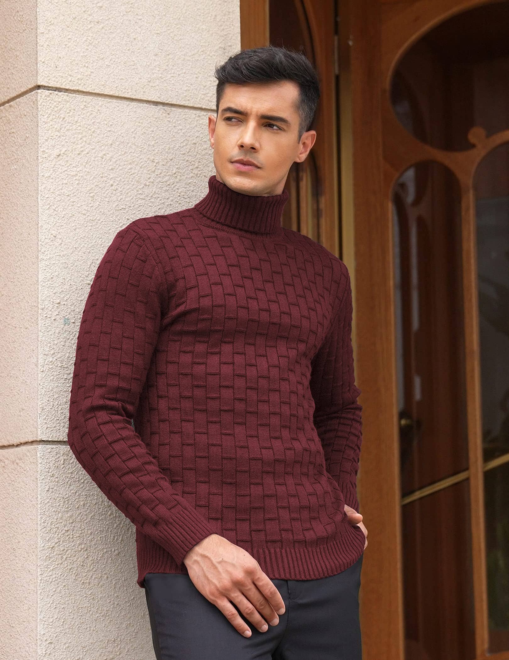Slim Fit Rollkragen Thermal Pullover