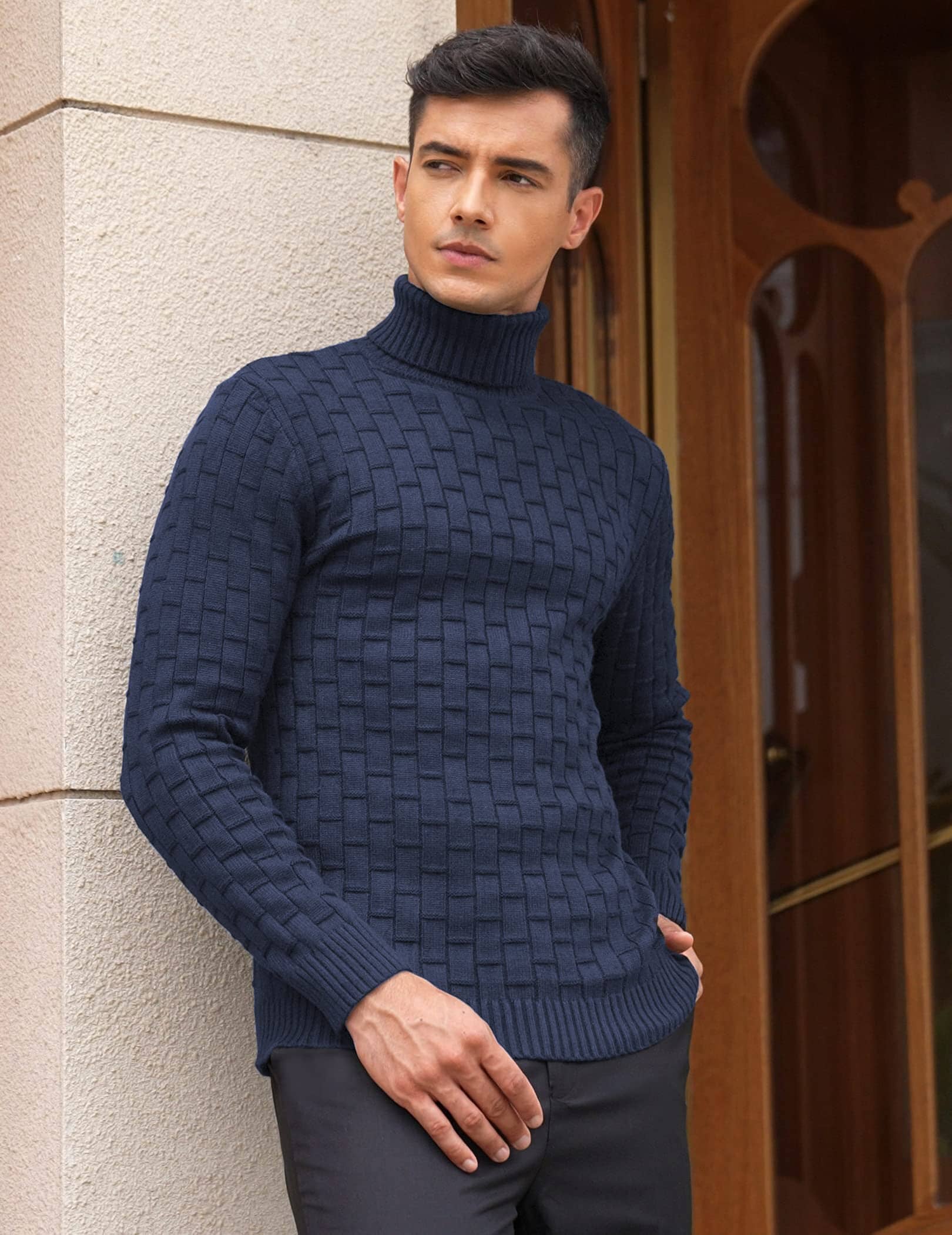 Slim Fit Rollkragen Thermal Pullover