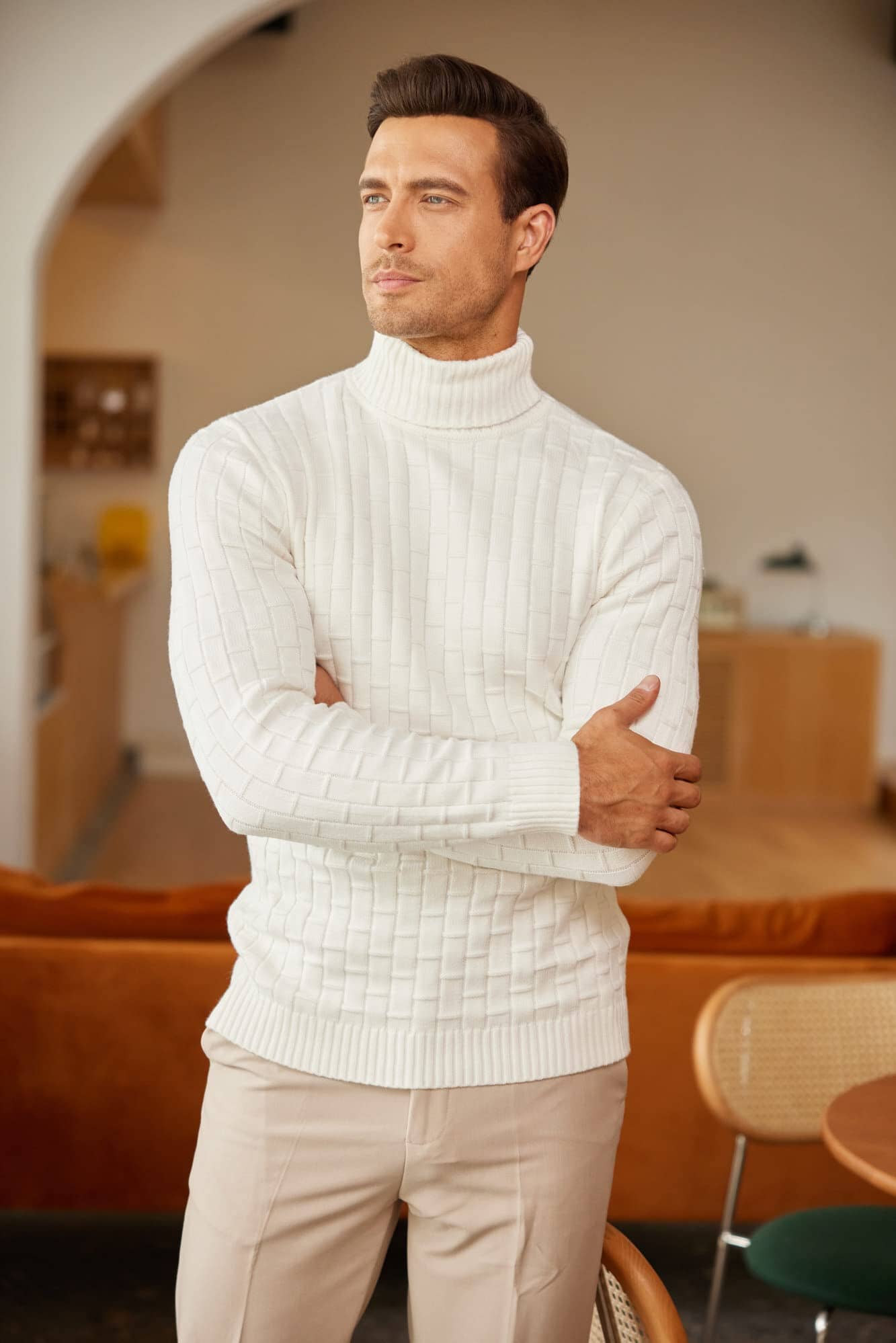Slim Fit Rollkragen Thermal Pullover