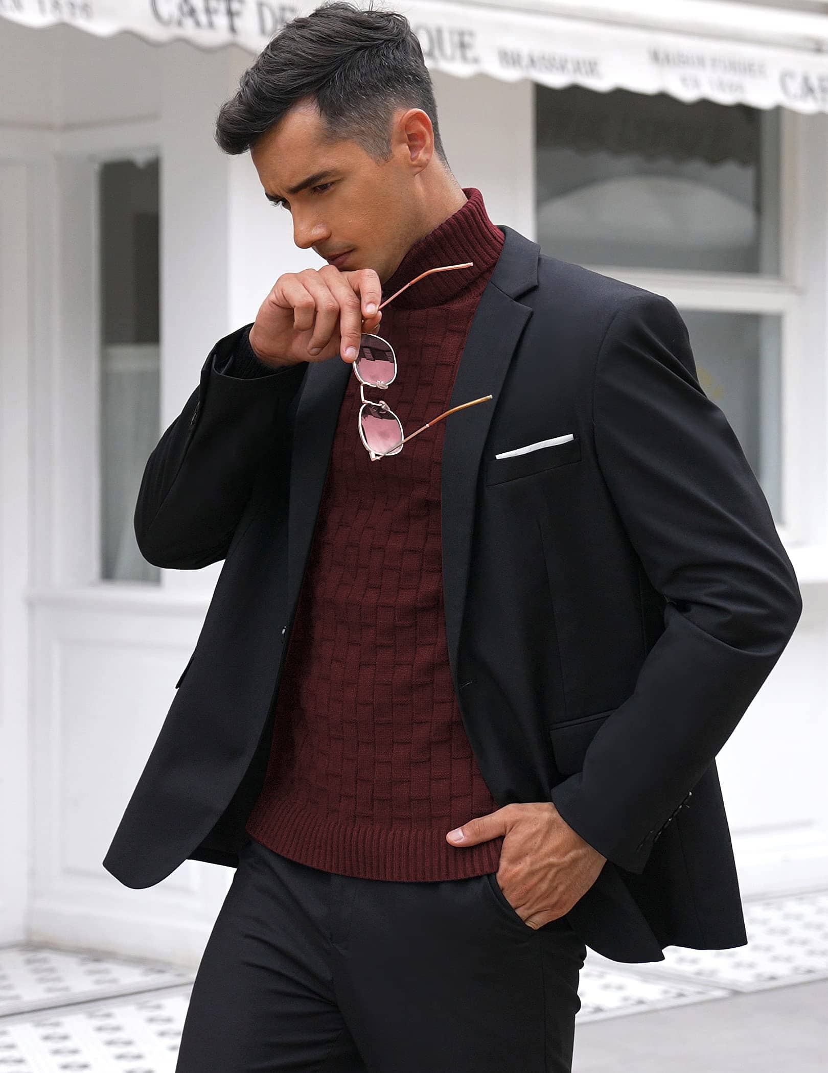 Slim Fit Rollkragen Thermal Pullover