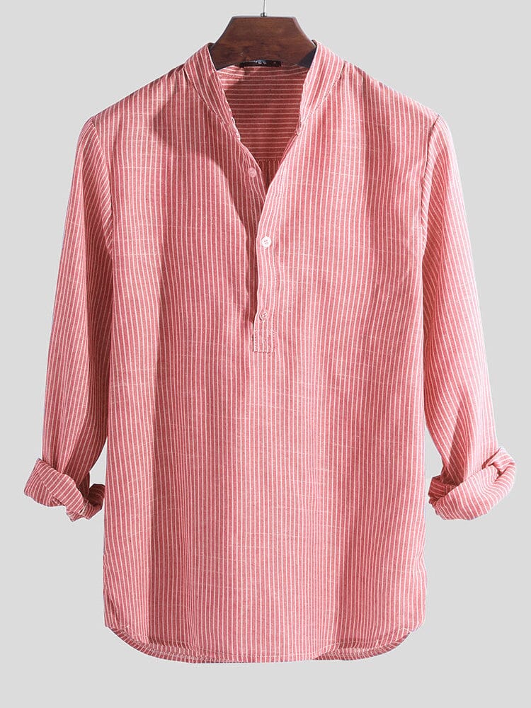 Baumwolle Leinen Stil Stripe Hemden