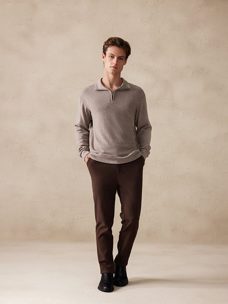 Stretchy Polo-Collor Pullover