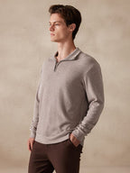 Stretchy Polo-Collor Pullover