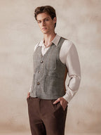 Plaid Splicing Tweed Weste