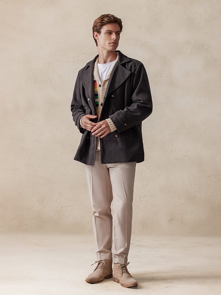 Lapel Double-Breasted Tweed Mantel