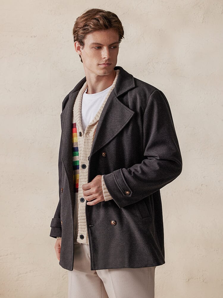 Lapel Double-Breasted Tweed Mantel