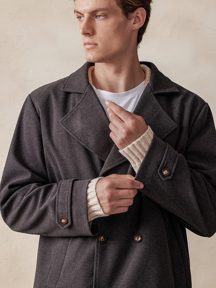 Lapel Double-Breasted Tweed Mantel