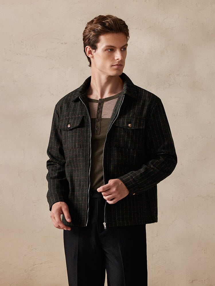 Plaid Wool-Blend Jacke
