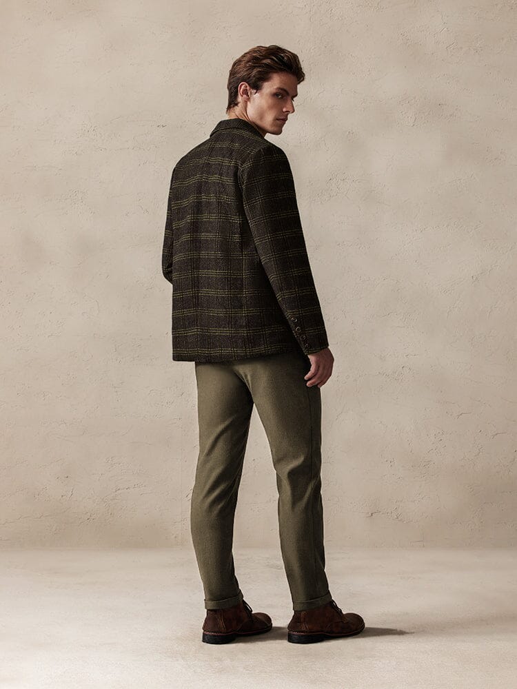 Vintage Plaid Wool Blend Blazer Jacke