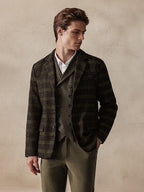 Vintage Plaid Wool Blend Blazer Jacke