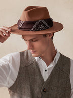 Flach Krempe Fedora Hut with Kirchief
