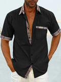 Casual Plaid Kragen Leinen Stil Hemd