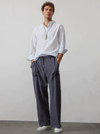 wide-legged Leinen Stil comfortable Hose