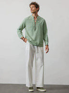 V Neck Lang Ärmel Hemd