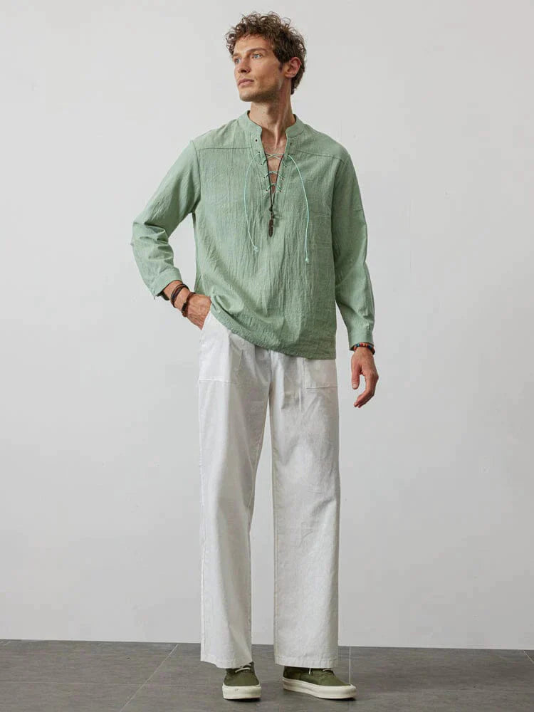 V Neck Lang Ärmel Hemd