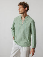V Neck Lang Ärmel Hemd