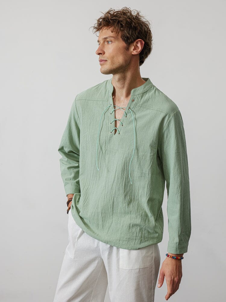 V Neck Lang Ärmel Hemd