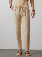 Casual Lockere Uni Color Lacing Elastische Waist Hose
