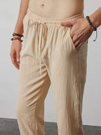 Casual Lockere Uni Color Lacing Elastische Waist Hose