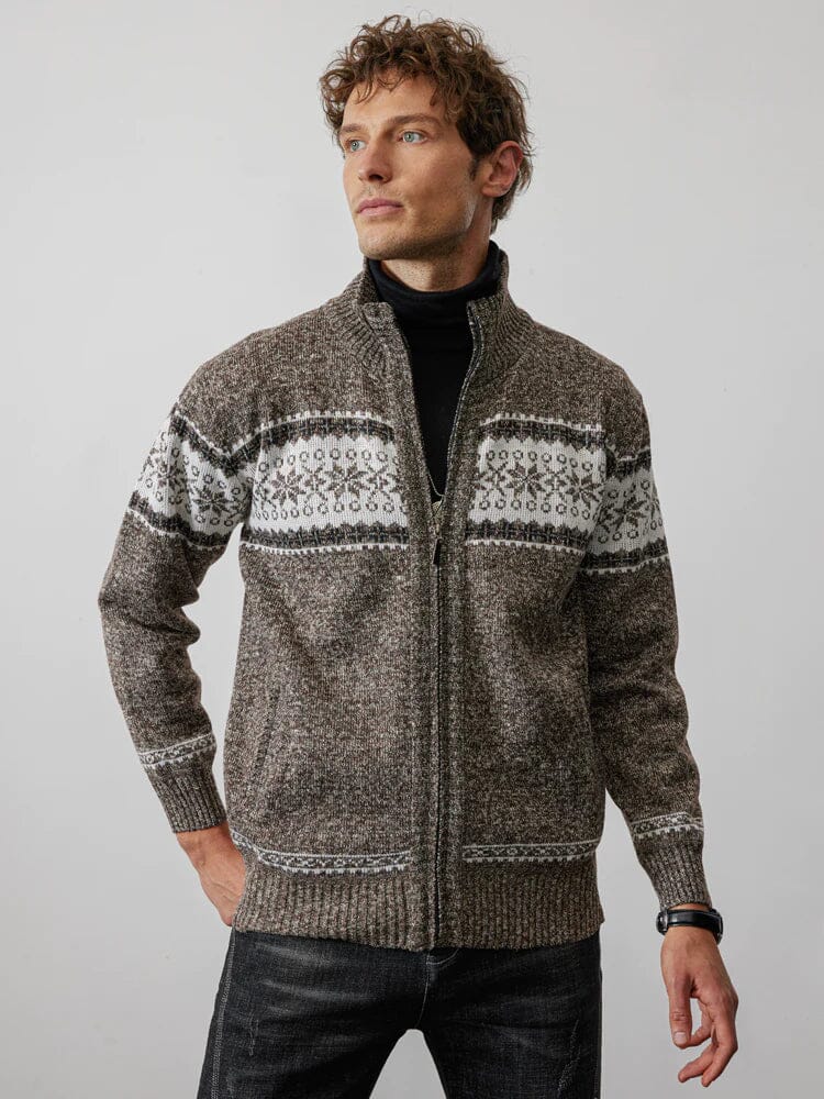 Christmas snowflake Teil standing Kragen warm Cardigan Strick Jacke