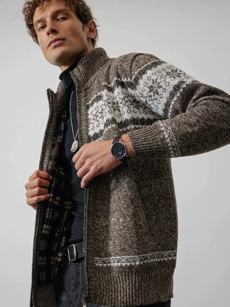 Christmas snowflake Teil standing Kragen warm Cardigan Strick Jacke