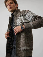 Christmas snowflake Teil standing Kragen warm Cardigan Strick Jacke