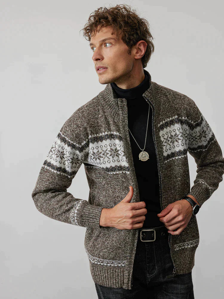 Christmas snowflake Teil standing Kragen warm Cardigan Strick Jacke