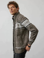 Christmas snowflake Teil standing Kragen warm Cardigan Strick Jacke