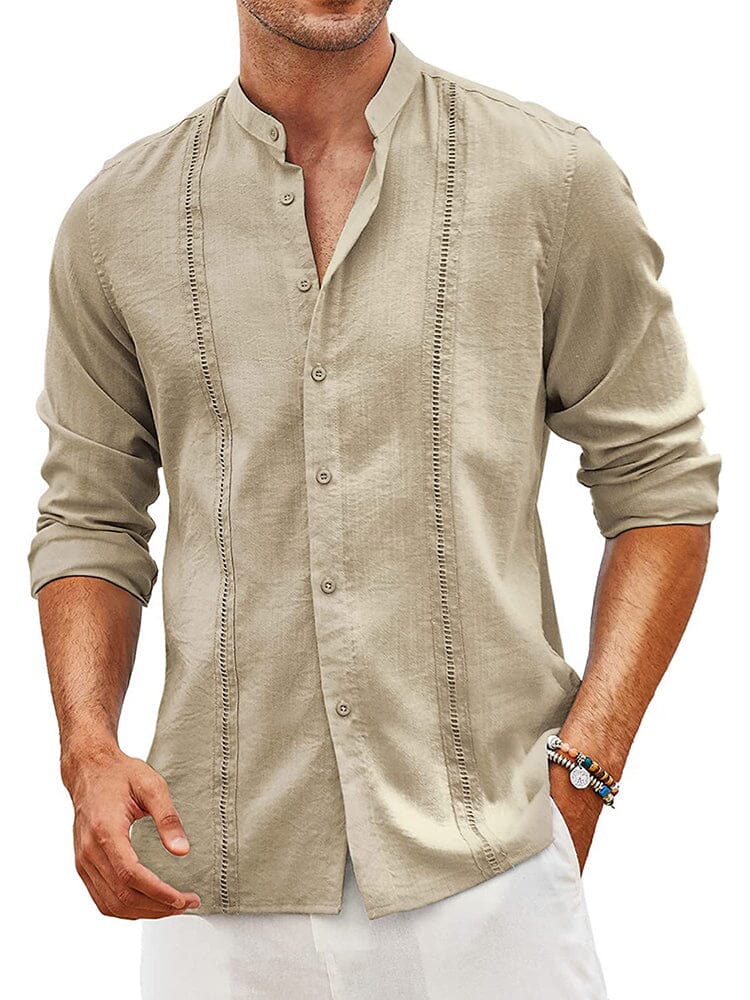 Embroidered Guayabera Leinen Hemd