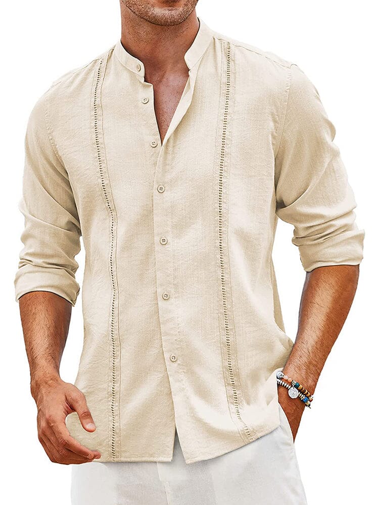 Embroidered Guayabera Leinen Hemd