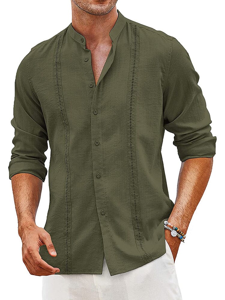 Embroidered Guayabera Leinen Hemd