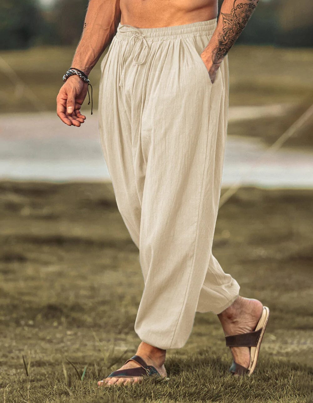 Lockere Fit Leinen Stil Hippie Hose