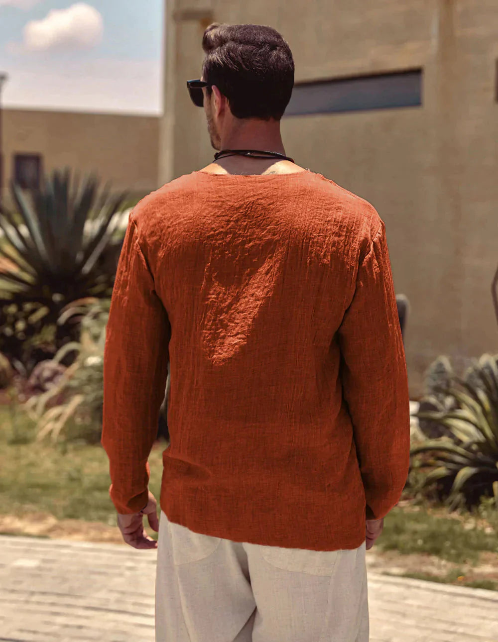 Leinen Stil Simple Lang-sleeved Hemd