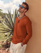 Leinen Stil Simple Lang-sleeved Hemd