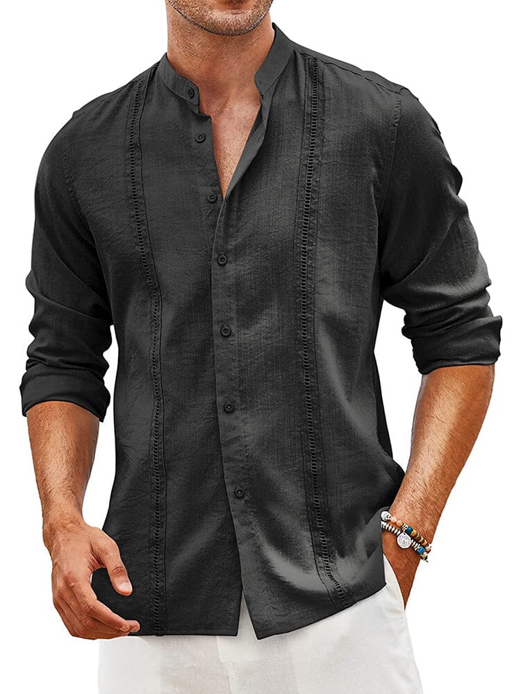 Embroidered Guayabera Leinen Hemd
