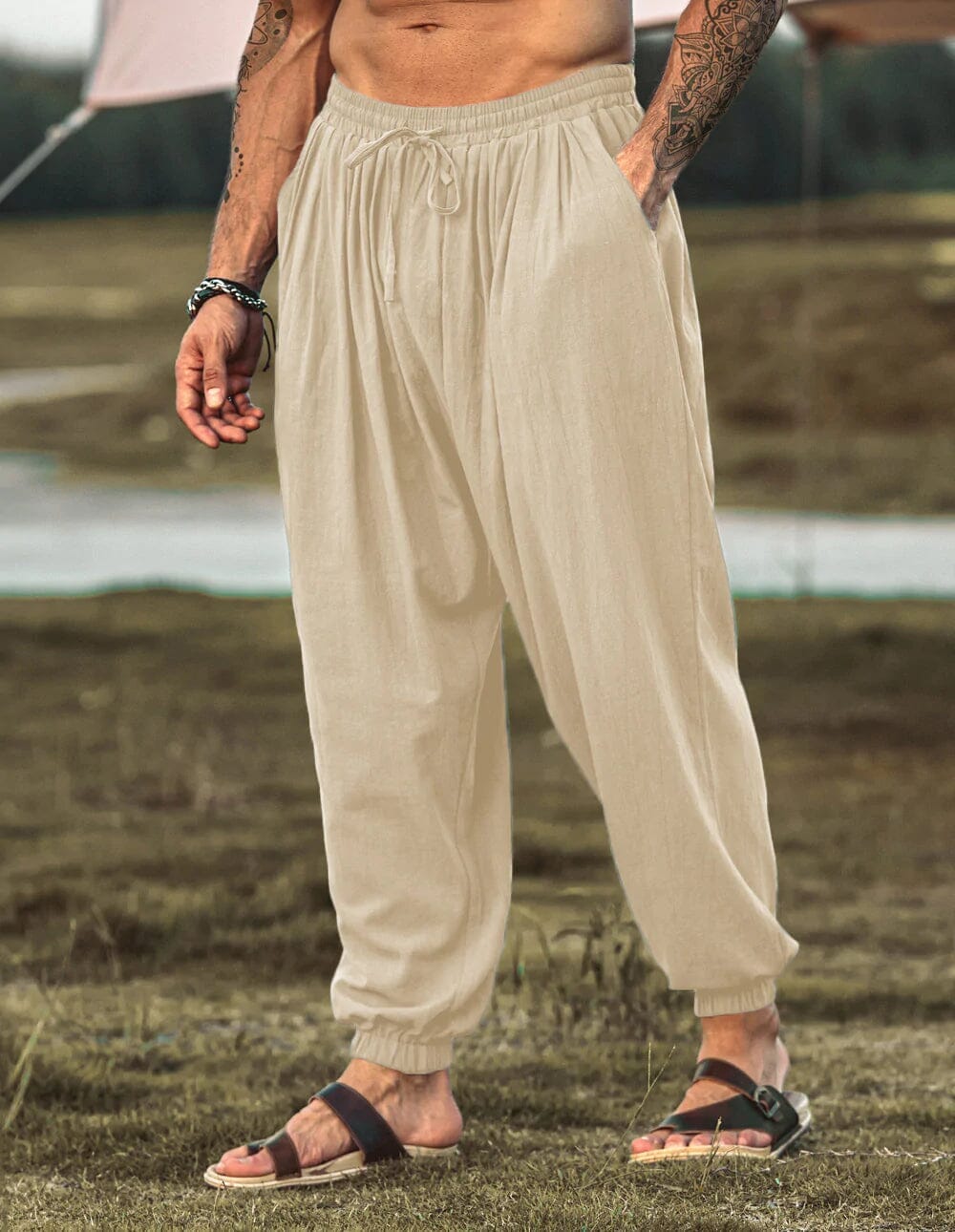 Lockere Fit Leinen Stil Hippie Hose