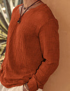 Leinen Stil Simple Lang-sleeved Hemd