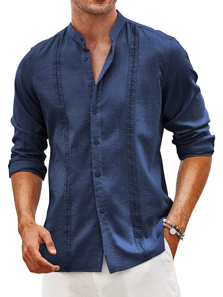 Embroidered Guayabera Leinen Hemd