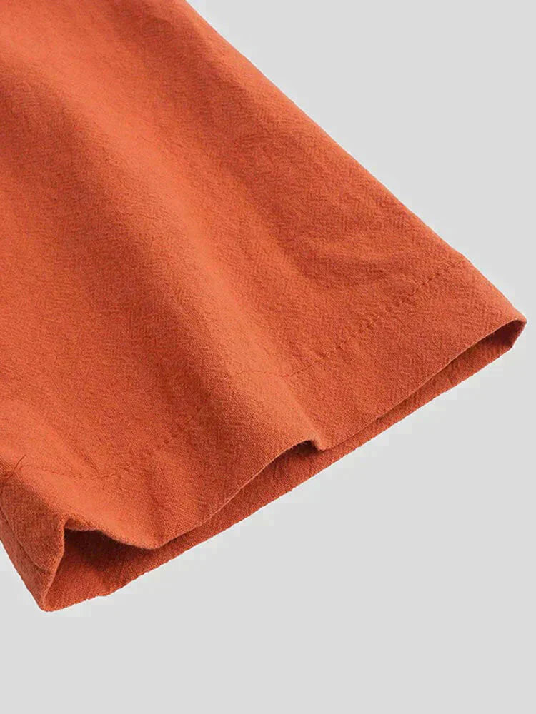 Lang Baumwolle Leinen Stil Slit Hemd