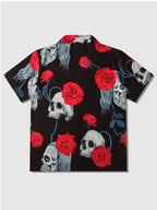 Rose Skull Lapel Kurz Ärmel Hemd