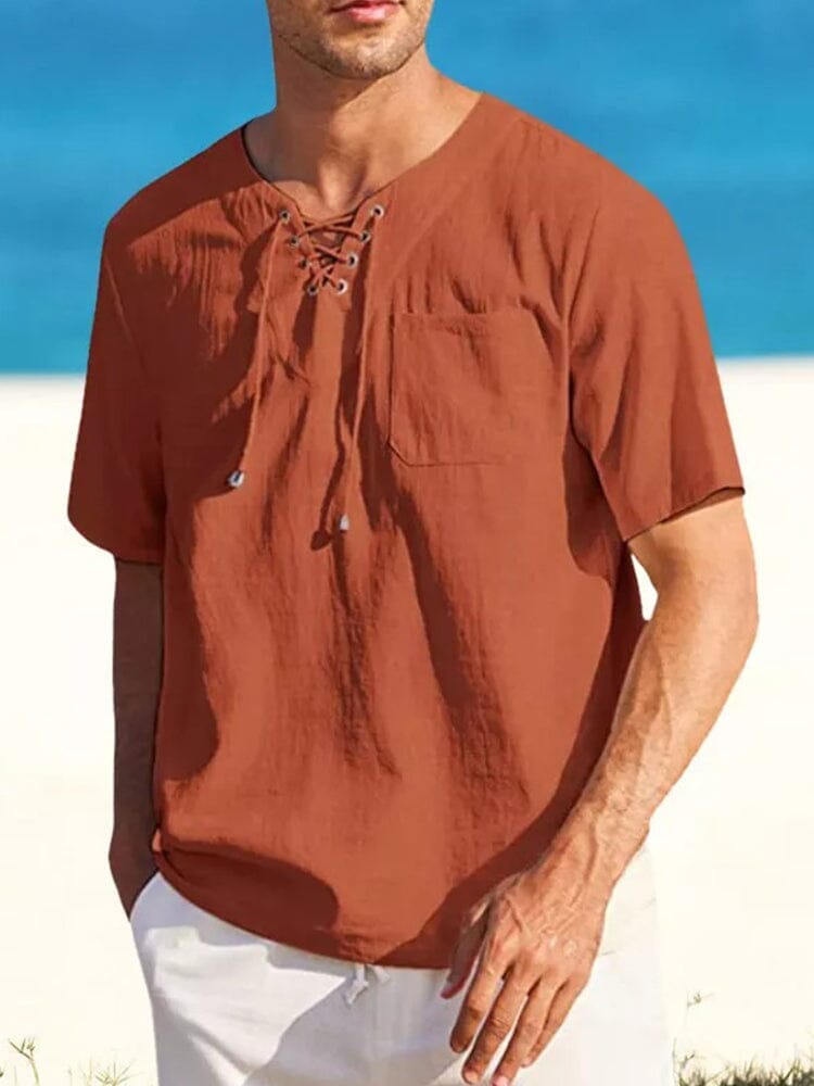 Casual Leinen Stil V Neck Hemden