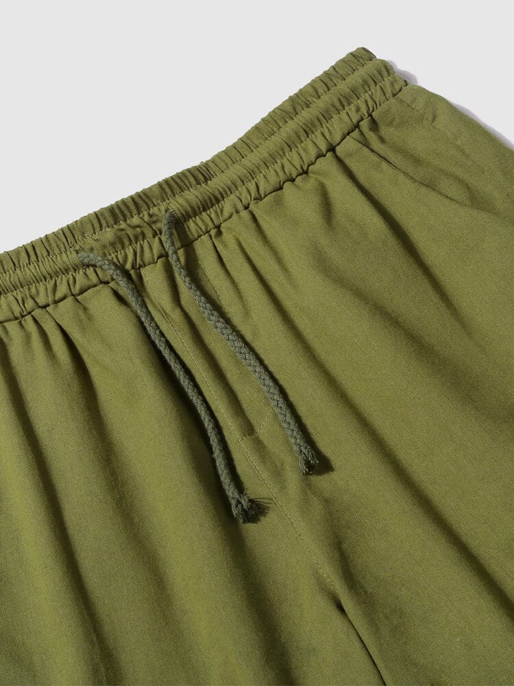 Leinen Stil Hose With Pockets
