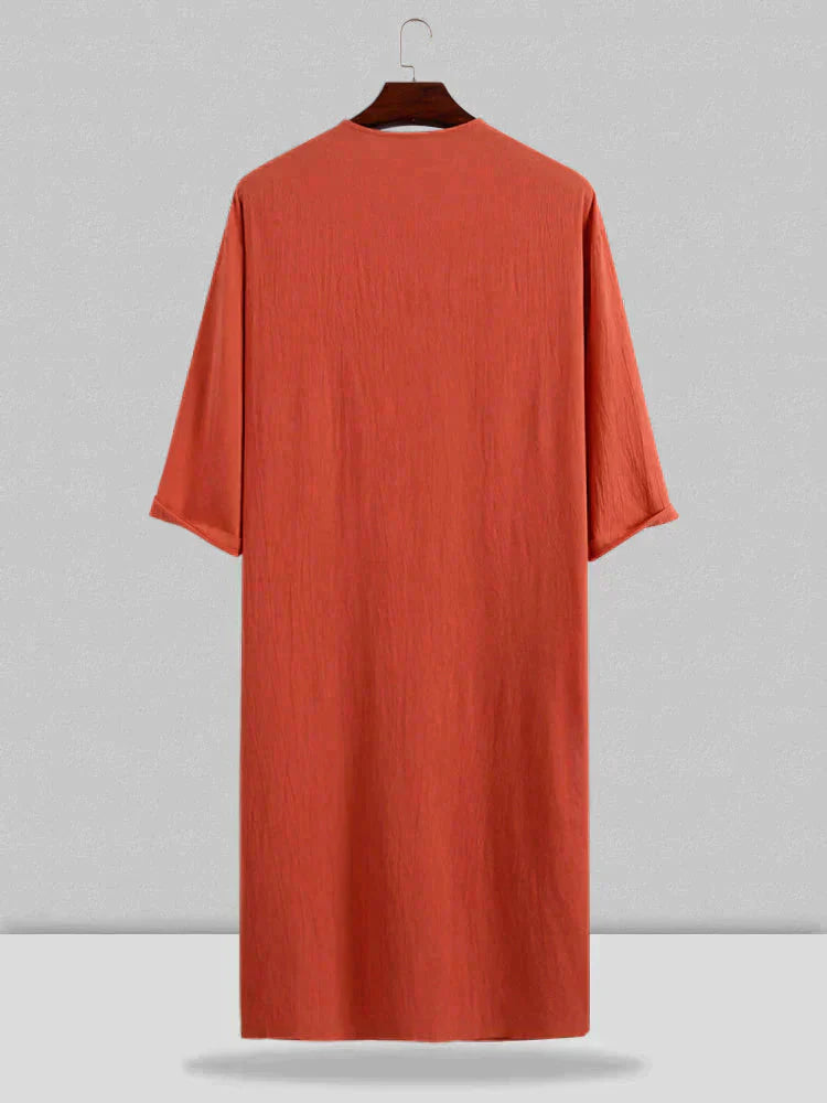 Lang Baumwolle Leinen Stil Slit Hemd