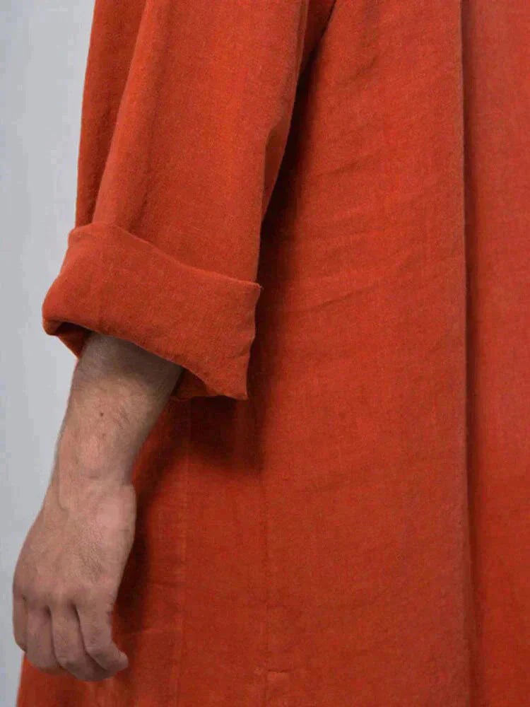 Lang Baumwolle Leinen Stil Slit Hemd