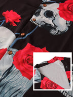 Rose Skull Lapel Kurz Ärmel Hemd