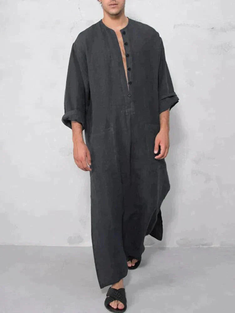 Lang Baumwolle Leinen Stil Slit Hemd