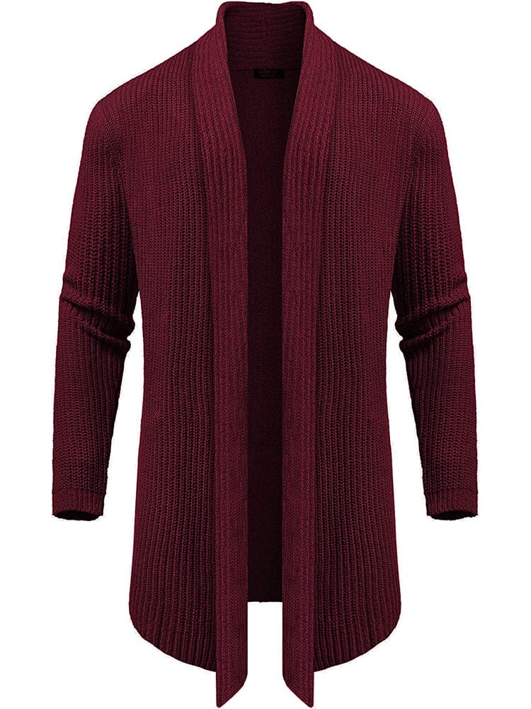 Strick Ruffle Drape Lang Cardigan