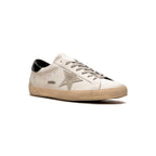 Golden Goose Super Star Weiß mit Details Schwarz und Stella Silber